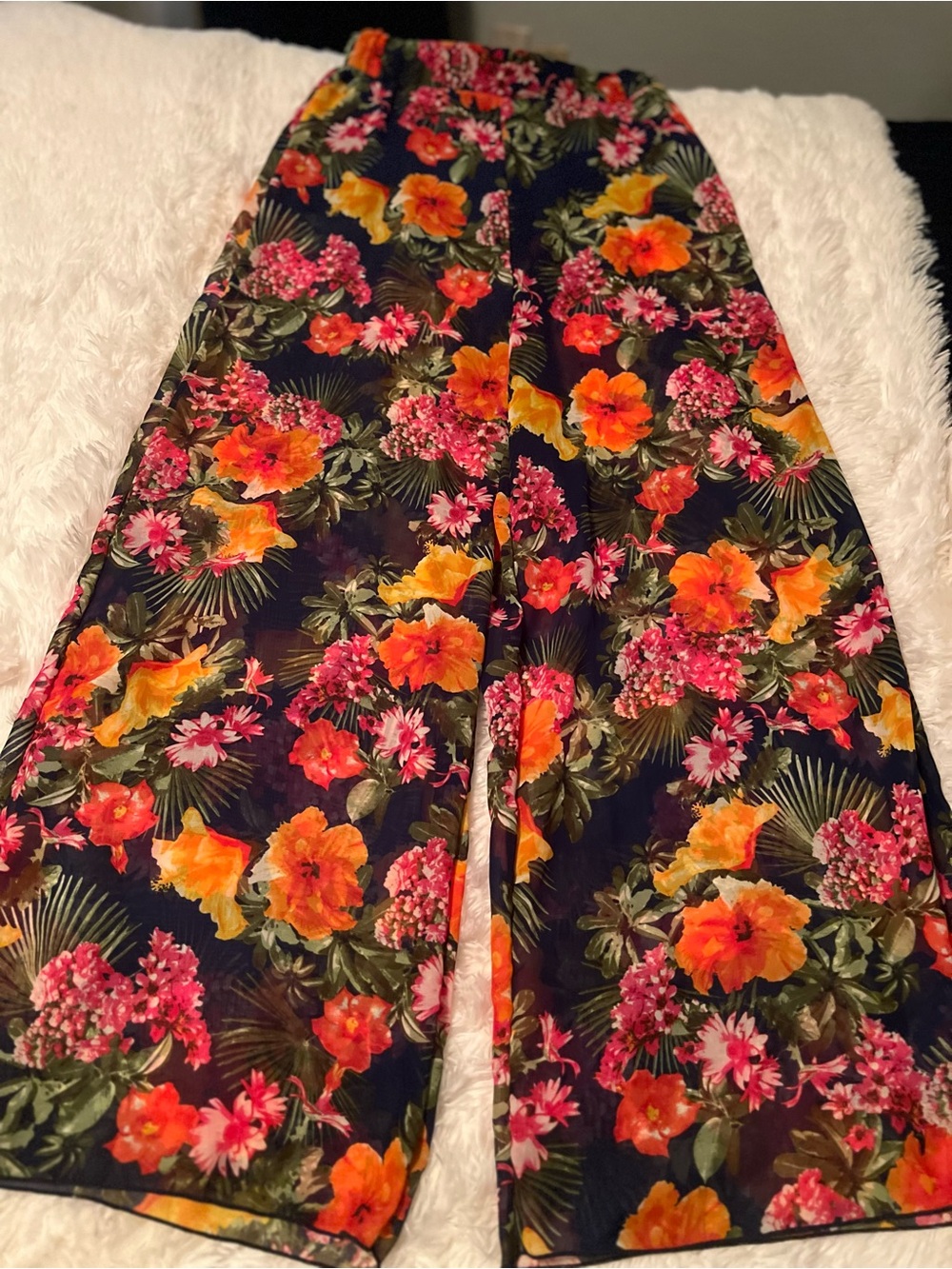 Ambiance Sheer Bathing Suit Cover-up Floral Wide-Leg Pants